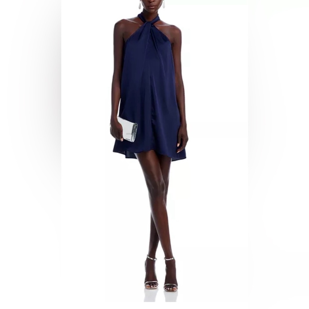 AQUA Satin Twist Mini Dress